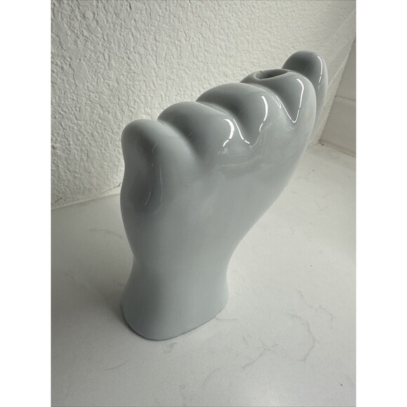 VTG Porcelain White Left Hand Toothbrush Pen Candle Holder Gift Artsy Modern - Picture 9 of 12